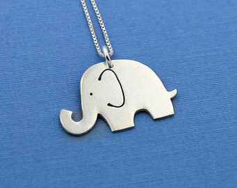 elephant necklace sterling silver necklace cute elephant pendant comes with Italian box style chain choose your length 16 18 20 inch