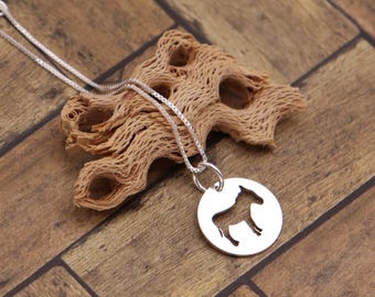 Sterling Silver Donkey Necklace, Round Animal Pendant, Gift for Nature Lovers