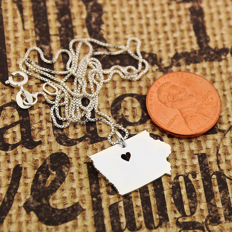 Iowa Necklace Engrave Personalized Sterling Silver Iowa State Etsy