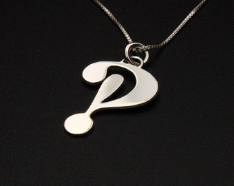 question mark and exclamation mark  necklace sterling silver Question mark pendant with sterling silver box chain.