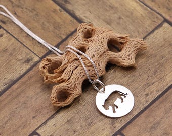 Sterling Silver Leopard Necklace, Round Jaguar Pendant, Minimal Wildlife Jewelry Gift for Her