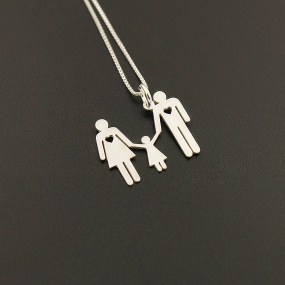 HOOHWE Collana con ciondolo a forma di padre e figlie, in