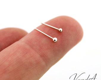 Sterling Silver nose ring ball design Itty Bitty nose stud ring silver nose stud ring - Pin end (N02)