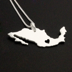Mexiko Halskette aus Sterlingsilber i love Mexico Halskette mit Herz kommt mit Box Style Kette - Mexiko Land Charme Halskette