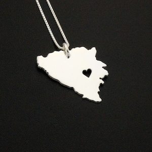 Bosnien und Herzegowina Halskette Sterling Silber ich liebe Bosnien und Herzegowina Country Halskette mit Herz personalisiertes Geschenk für sie