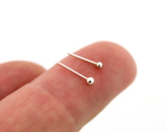 Sterling Silver nose ring ball design Itty Bitty nose stud ring silver nose stud ring - Pin end (N02)
