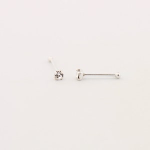 Sterling Silver Nose Ring Nose Stud Silver Nose Ring With Clear White ...