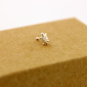 Sterling Silver nose ring Turtle design silver nose stud ball end N13 image 2