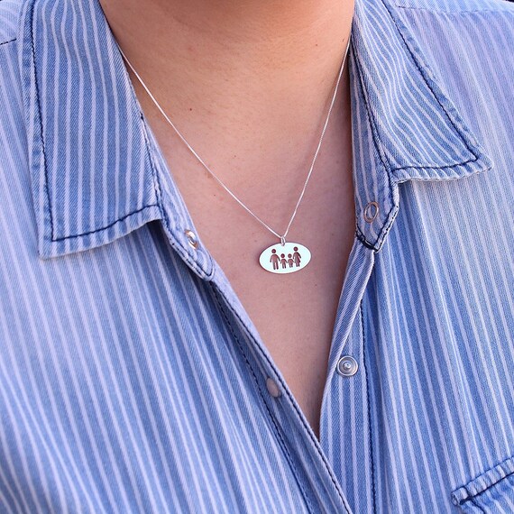 Collana Padre E Figlia In Argento 925 Con Ciondolo A Forma Di Mano Nella Luna