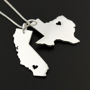 Any Two State necklace with heart cut out comes with the box style chain personalized 2 state 1 chain state pendant best Gift valentines day