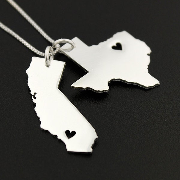 Any Two State necklace with heart cut out comes with the box style chain personalized 2 state 1 chain state pendant best Gift valentines day