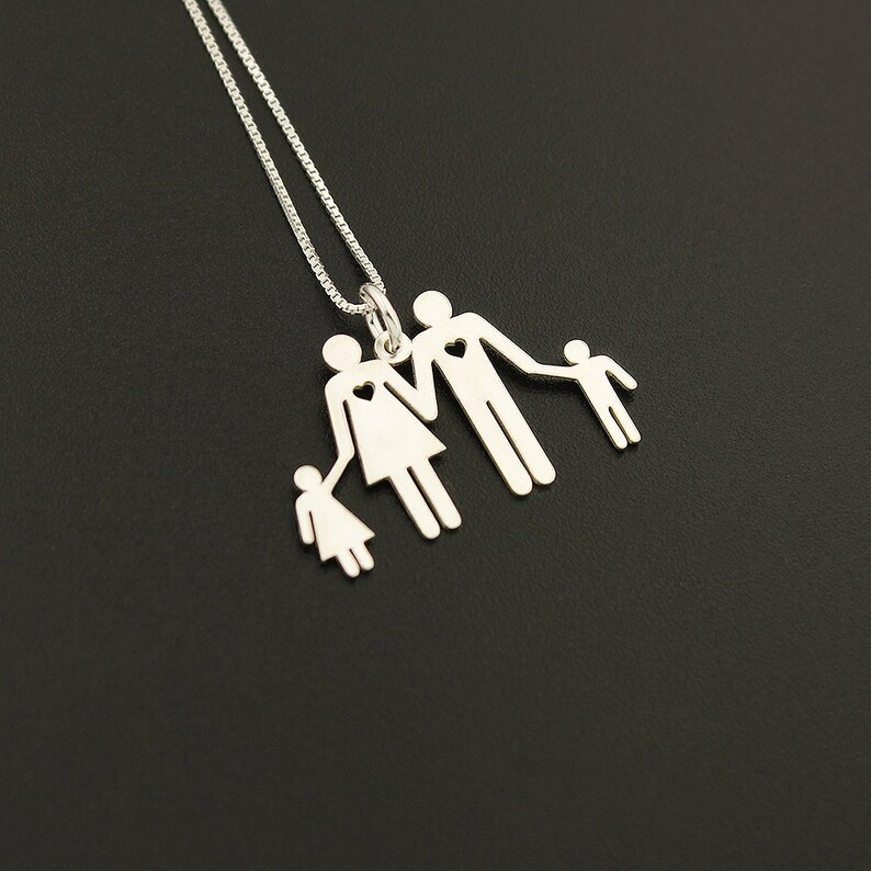 Family Necklace Mom Dad Son Daughter Personalized Pendant Etsy