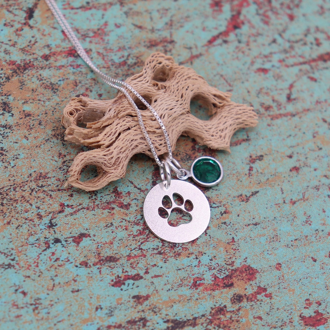 Sterling Silver Paw Print Necklace | Personalized Pet Memorial Jewelry ...