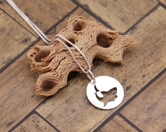 Sterling Silver Shark Necklace, Round Animal Pendant, Gift for Ocean Lovers