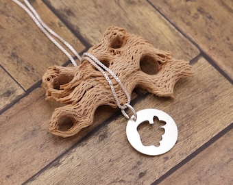 Sterling Silver Fish Necklace, Round Animal Pendant, Minimal Ocean Jewelry Gift for Her