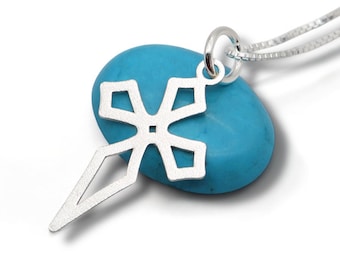 Sterling Silver Diamond Cross Necklace for Women – Geometric Cutout Design, Satin Matte Finish, Handmade Christian Pendant