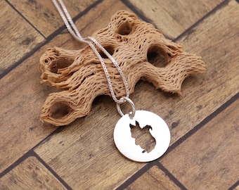 Sterling Silver Squirrel Necklace, Round Animal Pendant, Gift for Nature Lovers
