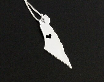 Israel Palestine peace necklace personalized sterling silver Israel Palestine necklace comes with sterling silver chain - gift for her