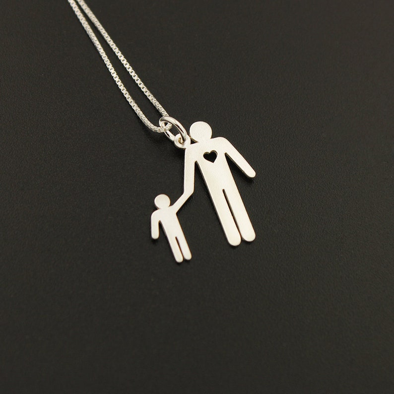 Father and son Family Necklace personalized pendant Choose your family member world cutest necklace gift parents gift idea F1