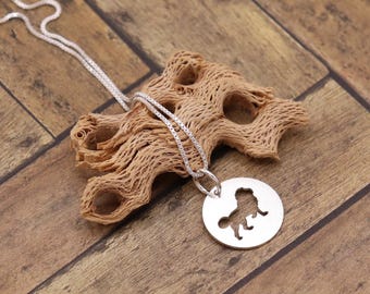 Sterling Silver Lion Necklace, Round Animal Pendant, Minimal Wildlife Jewelry Gift for Her