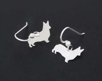 Corgi Earrings Sterling Silver Wire Hook Dog Breed Dangle earrings Dog Pet Jewelry for women Girls pet gift for owners 925 jewelry 925 Welsh