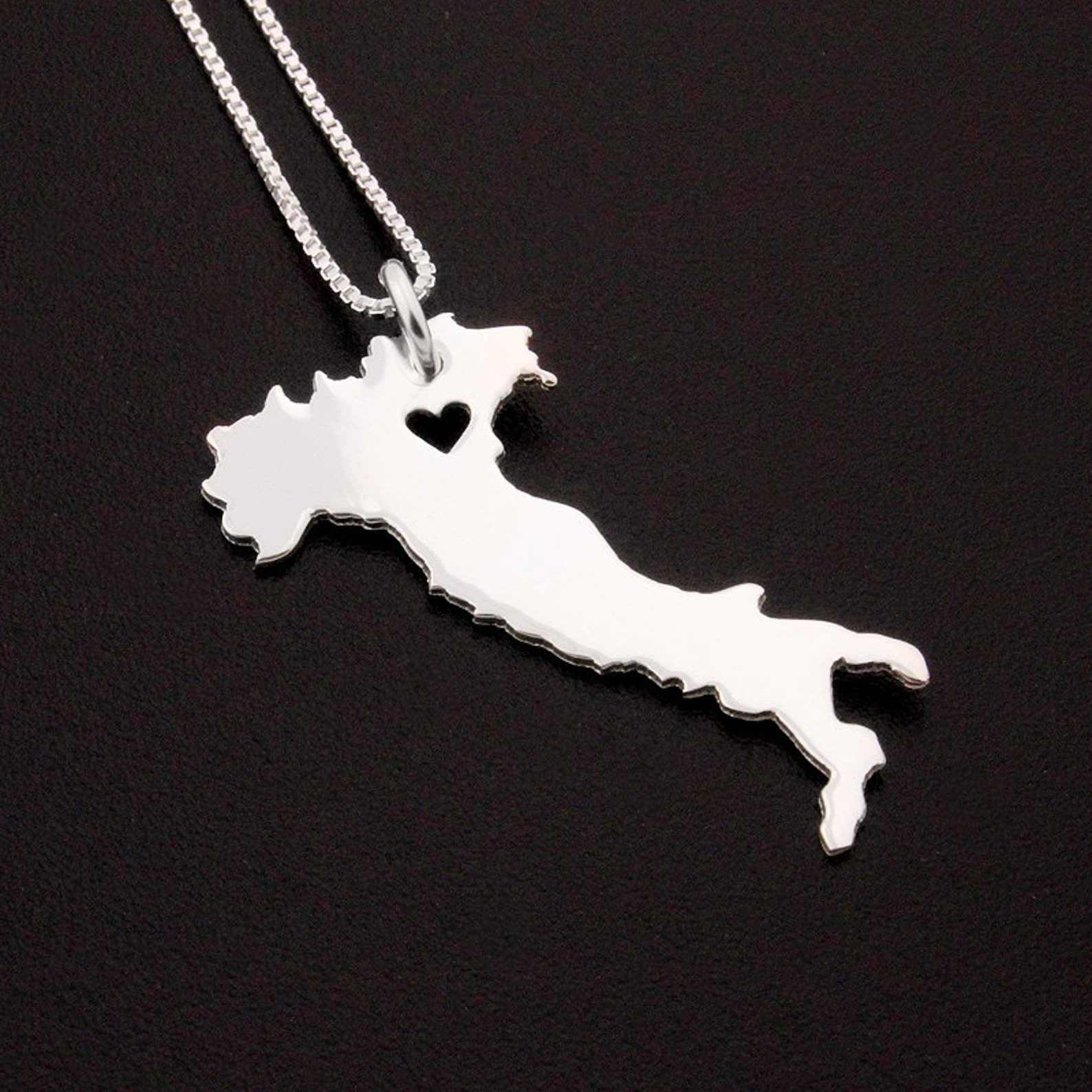 Italy Necklace Sterling Silver Personalized I Love Italy Etsy