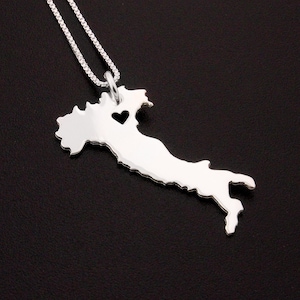 Italien Halskette aus Sterling Silber personalisiert ich liebe Italien Land Halskette mit Herz kommt mit Box Style Kette - Geschenkidee Heimatstadt Schmuck