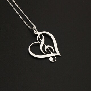 FLPRUY Collana Con Ciondolo Nota Musicale E Cristallo Blu: Gioiello In Argento Sterling 925 Per Donne E Ragazze (Lunghezza 18+2 Pollici)