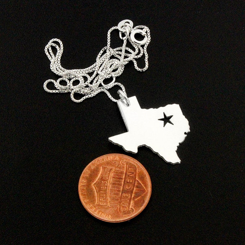 Texas Necklace Personalized Sterling Silver Texas State Etsy
