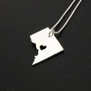 WASHINGTON DC Halskette Personalisierte Sterling Silber WASHINGTON Dc Halskette mit Herz kommt mit Box-Kette - Namen Halskette Hometown Jewelry