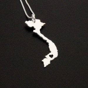 Vietnam Halskette aus Sterlingsilber personalisiert i love Vietnam Country Halskette mit Herz kommt mit Box Style Kette - asiatisches Halskette Geschenk