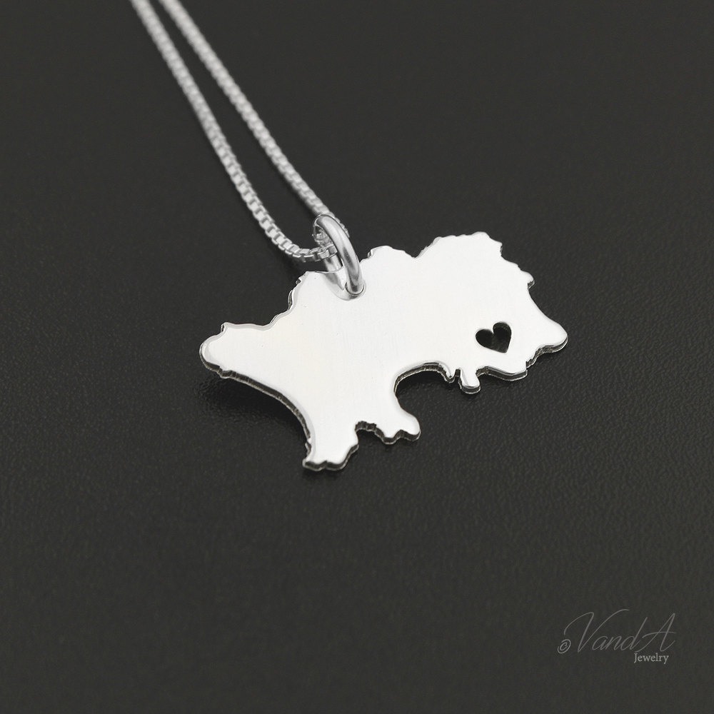 Jersey Channel Islands Necklace Sterling Silver Jersey Island Necklace With Heart Cut Comes With Italian Box Chain Etsy