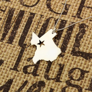 Texas necklace personalized sterling silver Texas state necklace with Star comes with Box chain Hometown Jewelry Gift  (org 2)