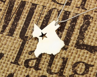 Texas necklace personalized sterling silver Texas state necklace with Star comes with Box chain Hometown Jewelry Gift  (org 2)