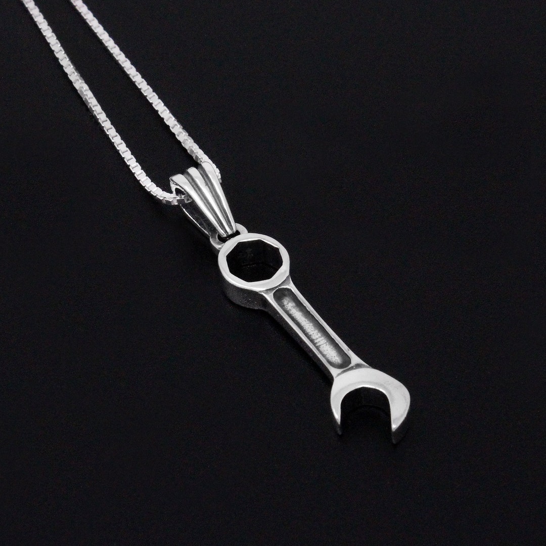 Wrench Necklace Wrench Tool Unisex for Men and Women Sterling Silver