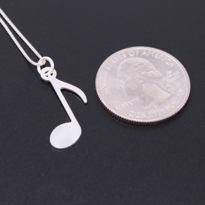 Music Note Necklace Silver Music Note Pendant Charm Necklace Etsy
