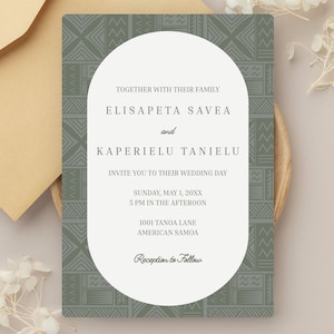 Editable Siapo Masi Wedding Invitation Template | Polynesian Floral Design (Digital Download)