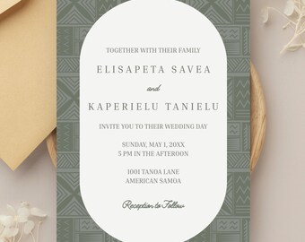 Editable Siapo Masi Wedding Invitation Template | Polynesian Floral Design (Digital Download)