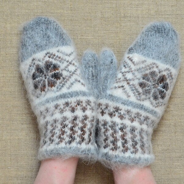 Womens Goat fluff wool mittens
