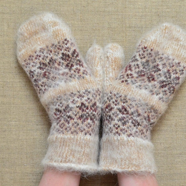 Womens Goat fluff wool mittens