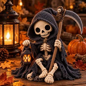 Liemannen Virkmönster PDF, Halloween Amigurumi Skelett, Gotisk Dekor