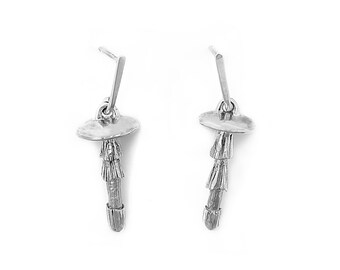 Mushroom Earrings - Destroying Angel Mushroom - Sterling Silver