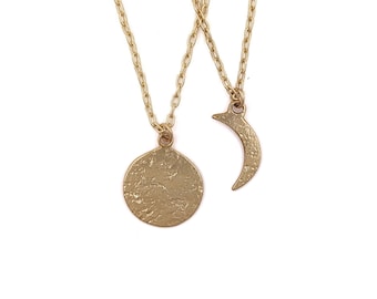 Custom Moon Phase Necklace, Handmade in 14kt Gold-Filled Precious Metal, 80% Donation to the UN Crisis Relief Foundation