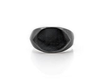 Evil Eye Signet Ring in Blackened Sterling Silver