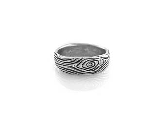 Woodgrain Band in Sterling Silver