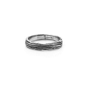 Small Driftwood Sterling Silver Band 3.5mm image 2