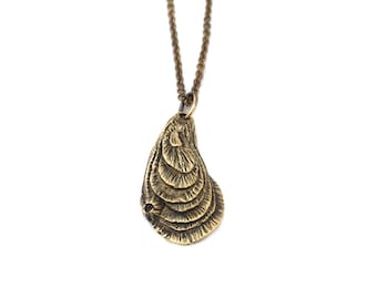 Brass Atlantic Oyster Pendant Chain Necklace