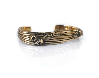 Drift Wood Cuff // Solid Sterling or Brass // Nautical Barnacle Jewelry