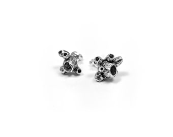 Sterling Silver Abstract Cluster Barnacle Studs