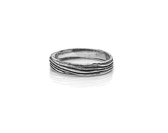 Small Driftwood Sterling Silver Band 3.5mm